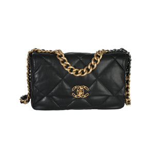 Chanel 20A Black Quilted Lambskin Large Chanel 19 Flap Bag