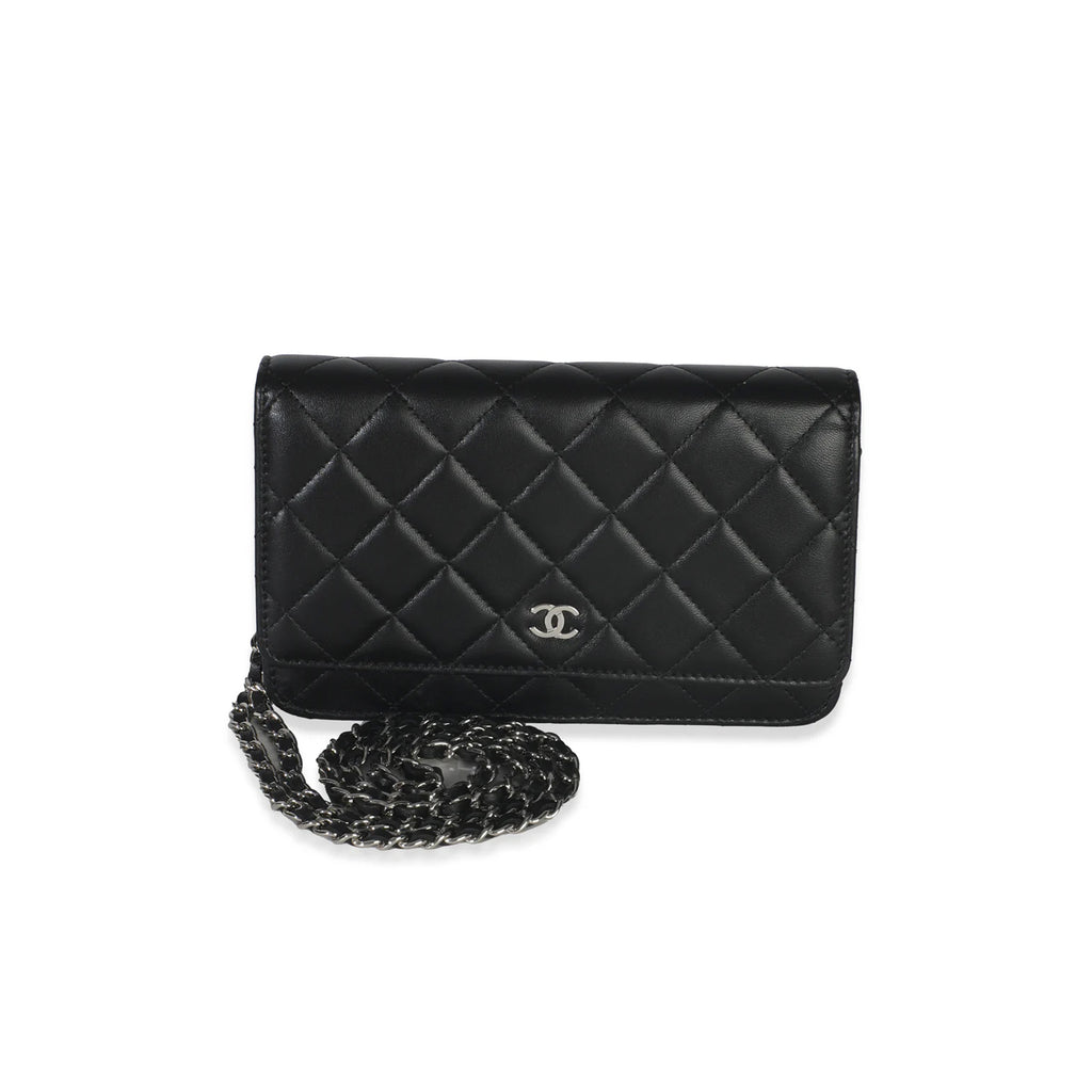 Chanel Black Quilted Lambskin Classic Wallet On Chain