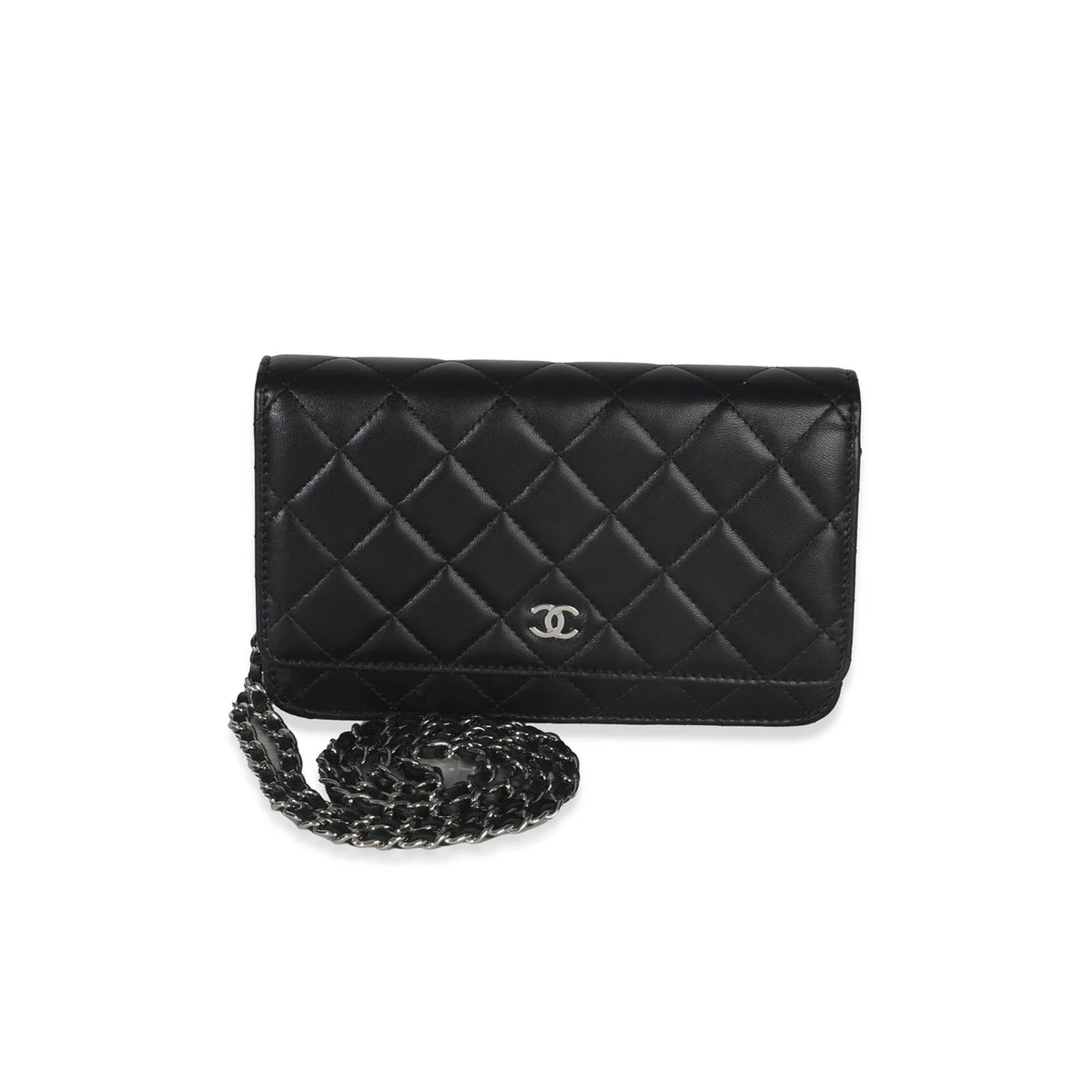 Chanel Black Quilted Lambskin Classic Wallet On Chain