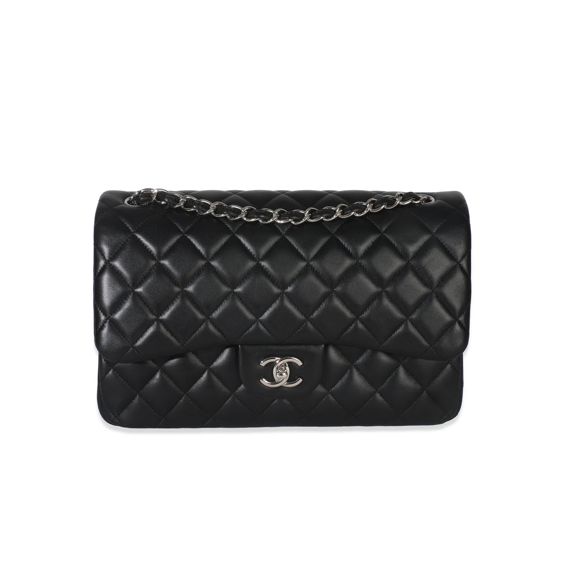 Chanel Black Quilted Lambskin Jumbo Double Flap Bag