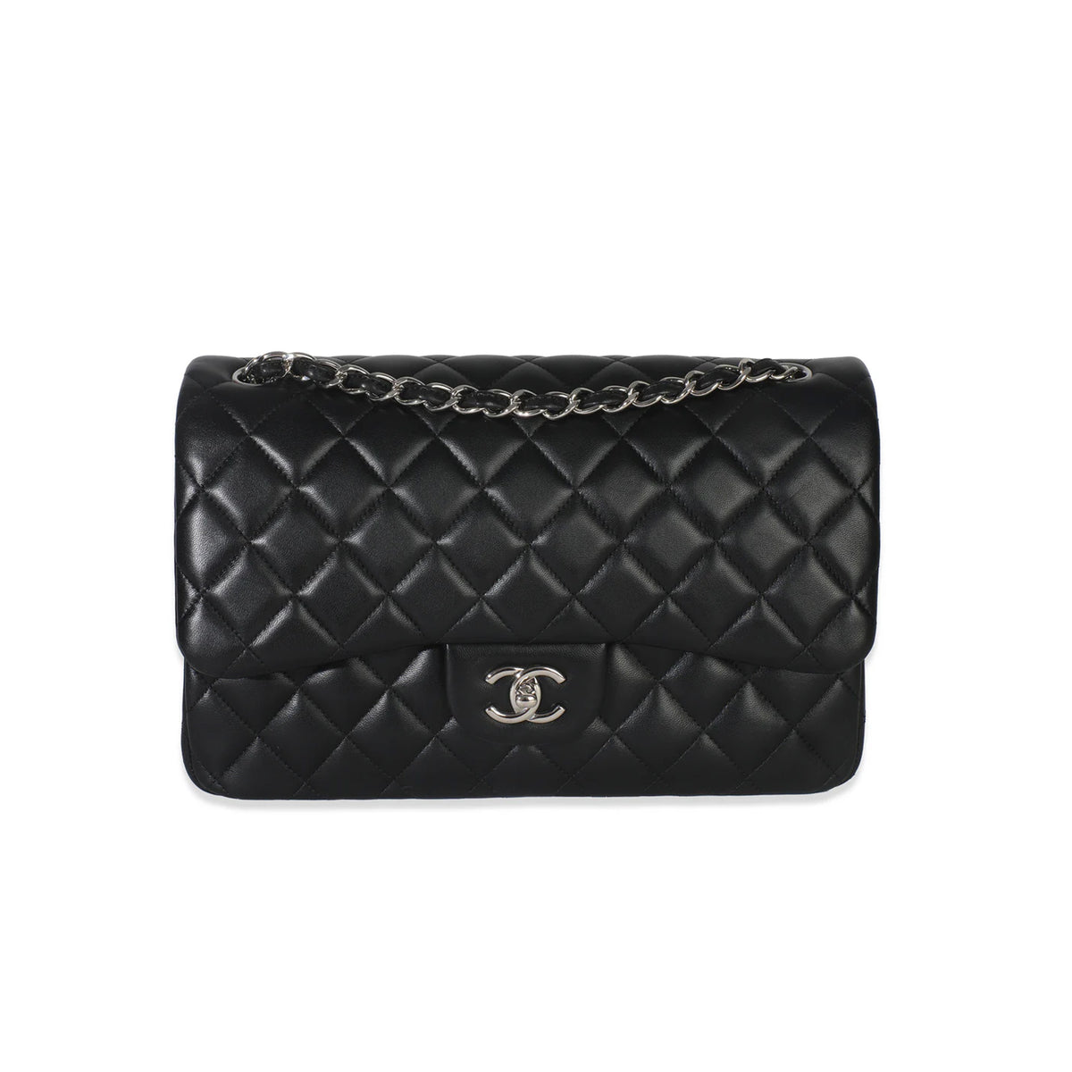 Chanel Black Quilted Lambskin Jumbo Double Flap Bag