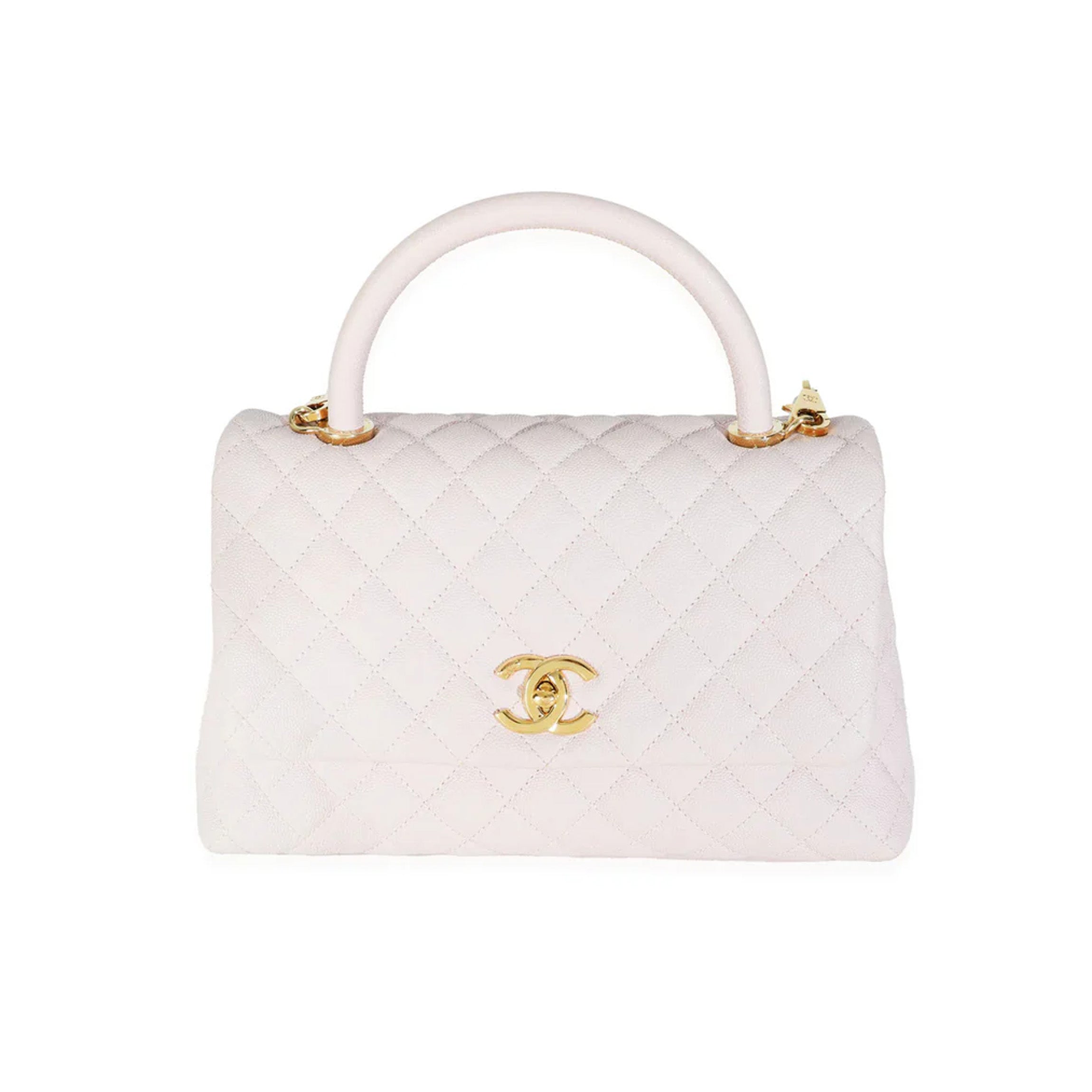 Chanel Light Purple Quilted Caviar Medium Coco Top Handle Handbag
