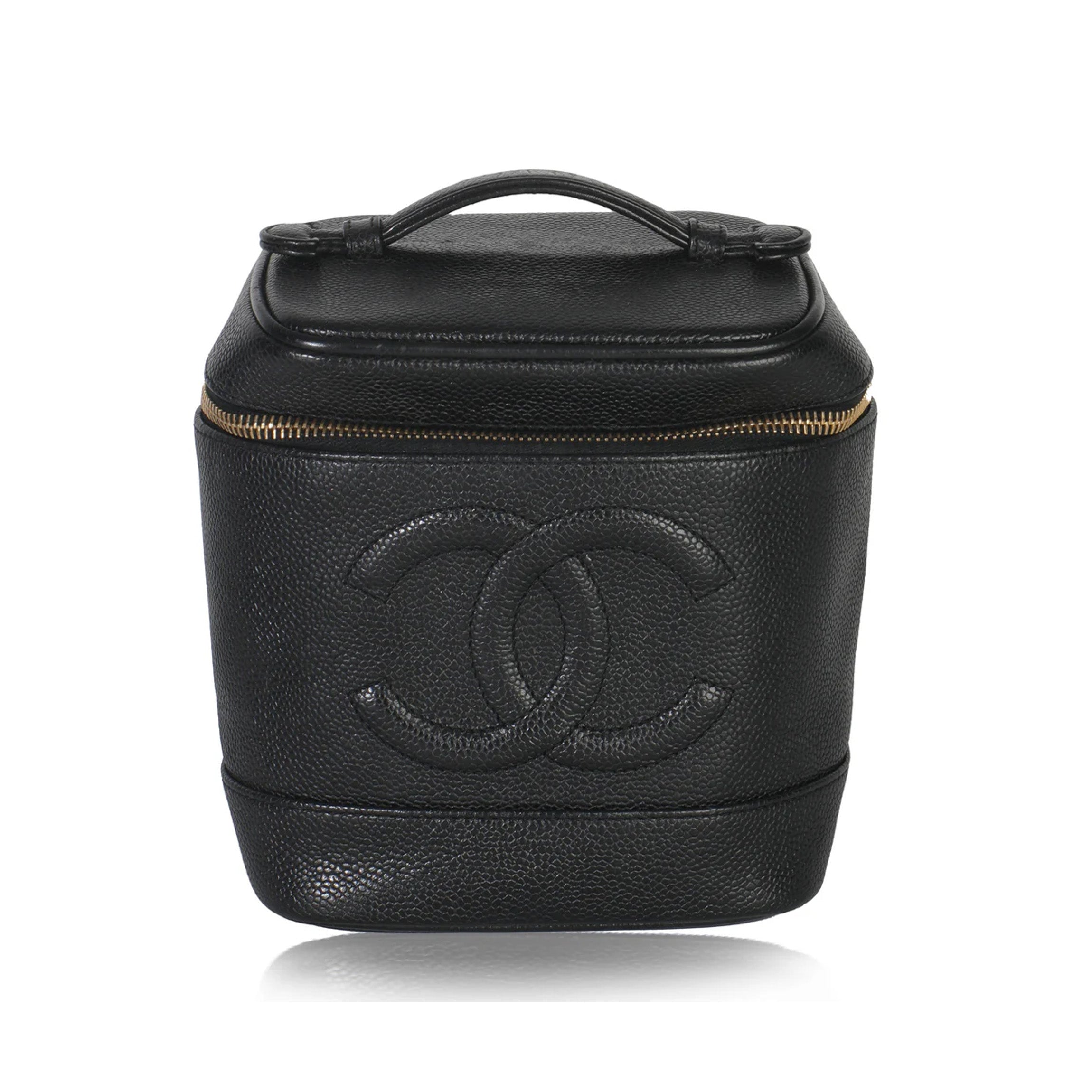 Chanel Vintage Black Caviar CC Vanity Case