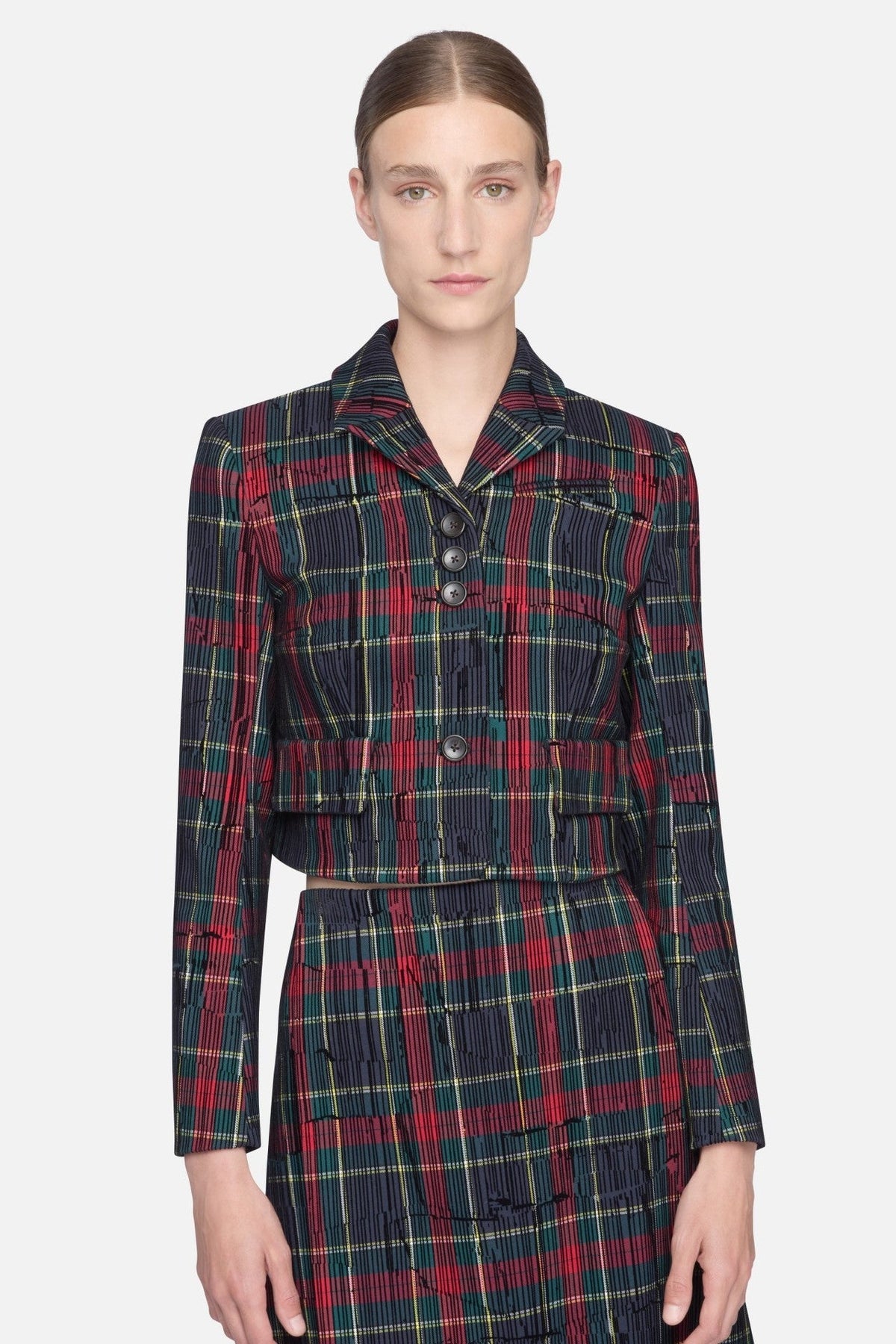 Chapel Jacket in Red & Green Flocked Check