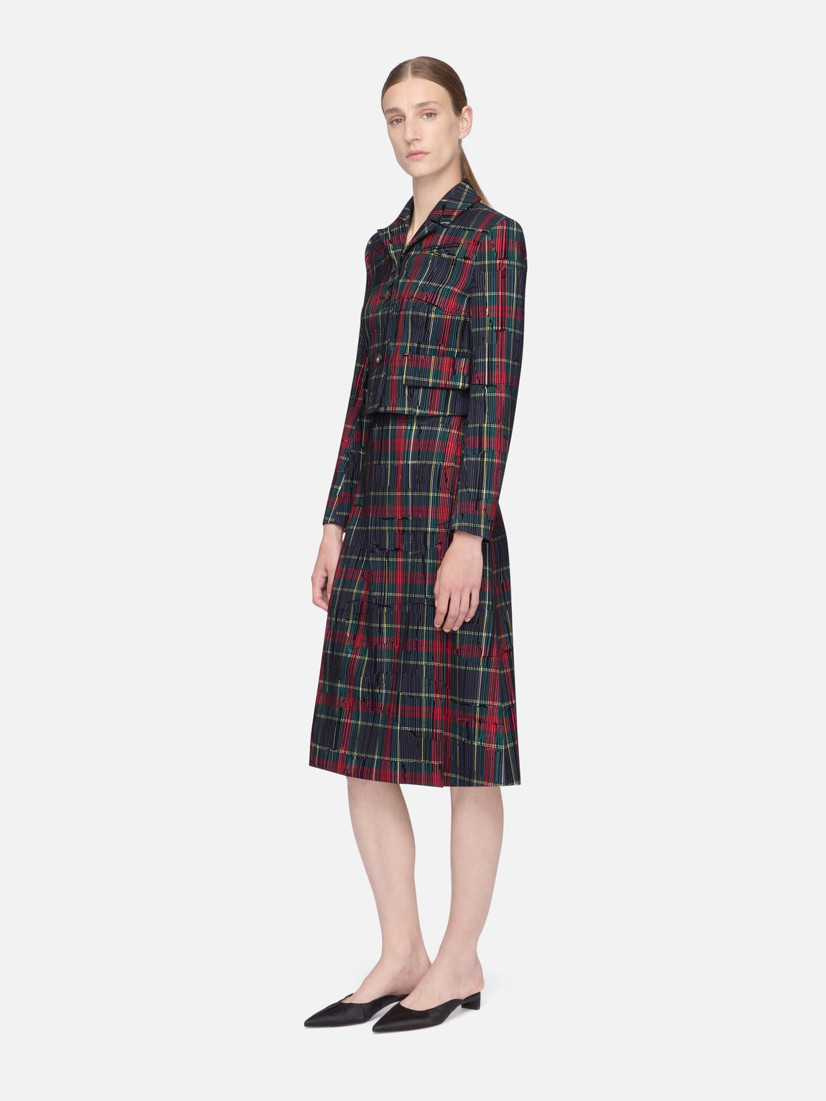 Chapel Jacket in Red & Green Flocked Check