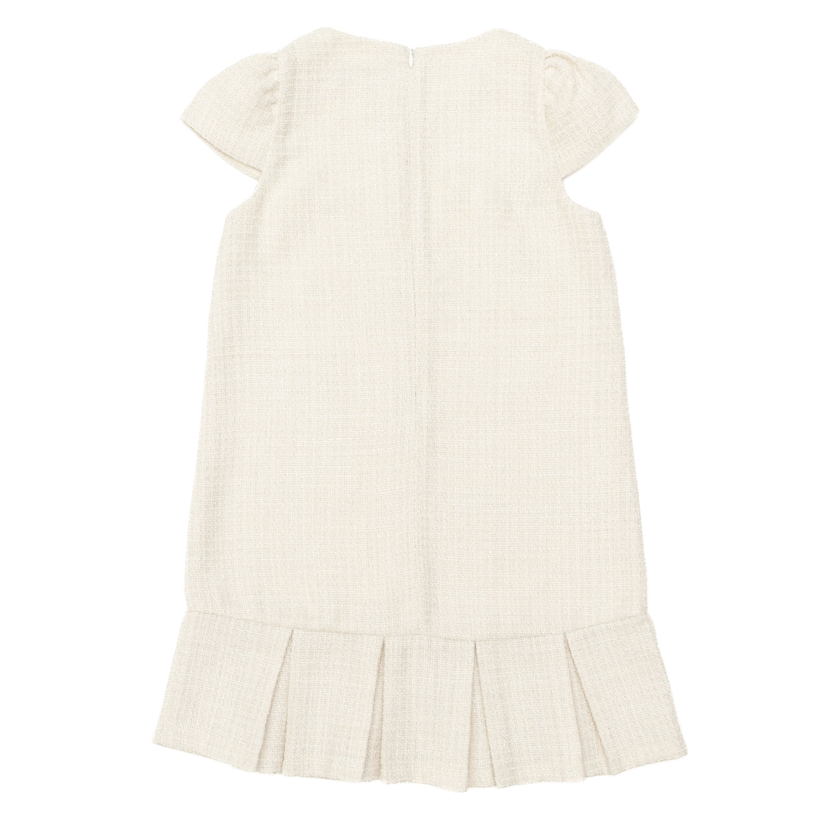 Henry Duvall girls Charlotte Dress in soft textured tweed, a timeless cream dress designed for parties and elevated everyday wear.