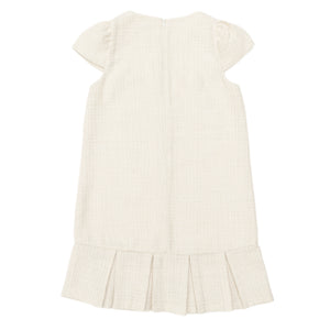 Henry Duvall girls Charlotte Dress in soft textured tweed, a timeless cream dress designed for parties and elevated everyday wear.