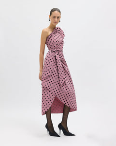 Charlotte Polka Dot Dress in Rosewater/Noir
