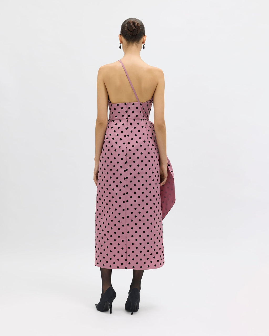 Charlotte Polka Dot Dress in Rosewater/Noir