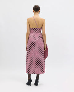 Charlotte Polka Dot Dress in Rosewater/Noir