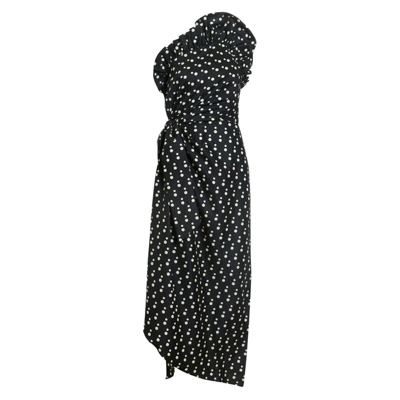 Charlotte Polka Dot Dress in Noir & Ivory Multi