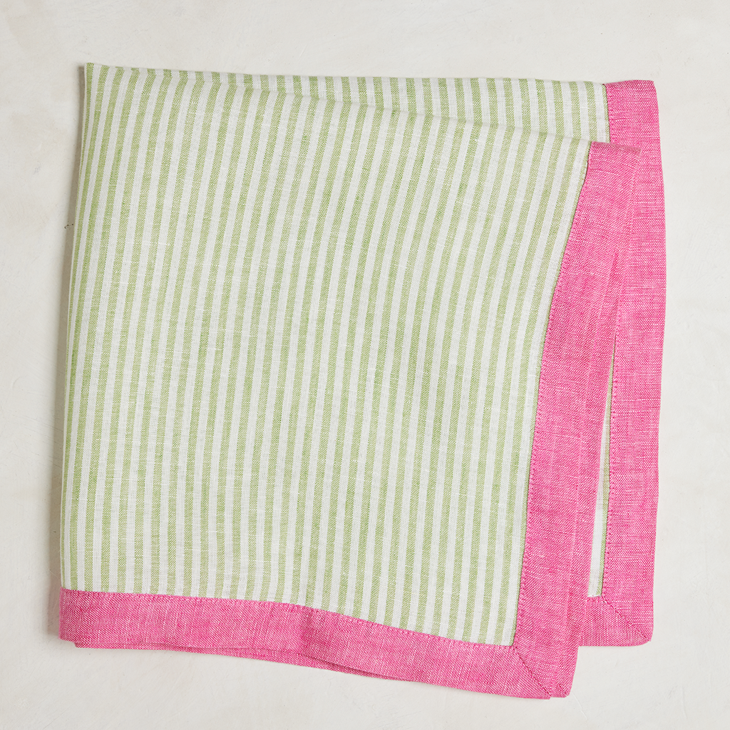 Charlotte Striped Pink Border Napkin, Set of 4