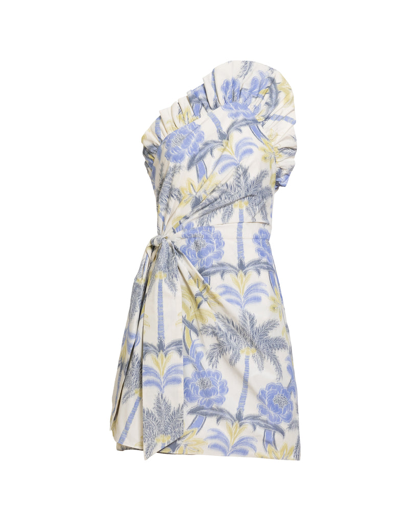 Mini Charlotte Dress in Cream/Cornflower Multi