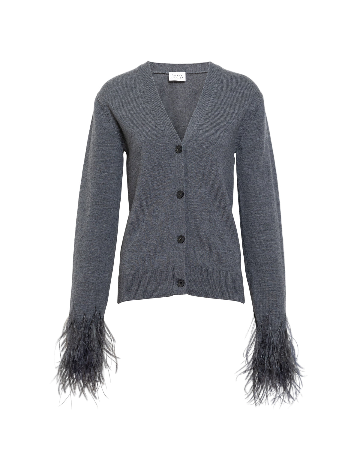 Charlotte Feather Cardigan in Dark Heather Gray