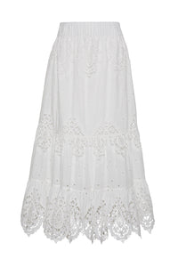 Chase Skirt in White Embroidered Eyelet