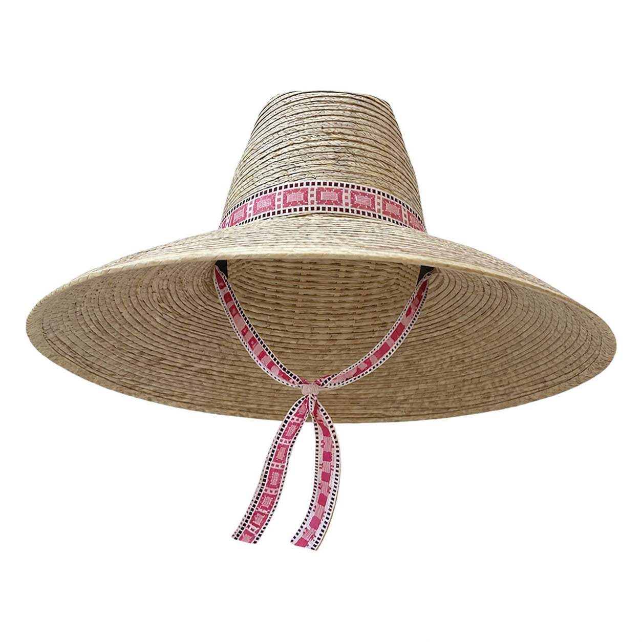Hollyhock Sun Hat in Vintage Pink Geometric Ribbon with Rose Quartz Toggle