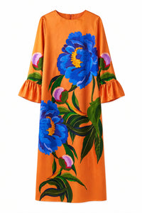 Celeste Satin Dress in Floral