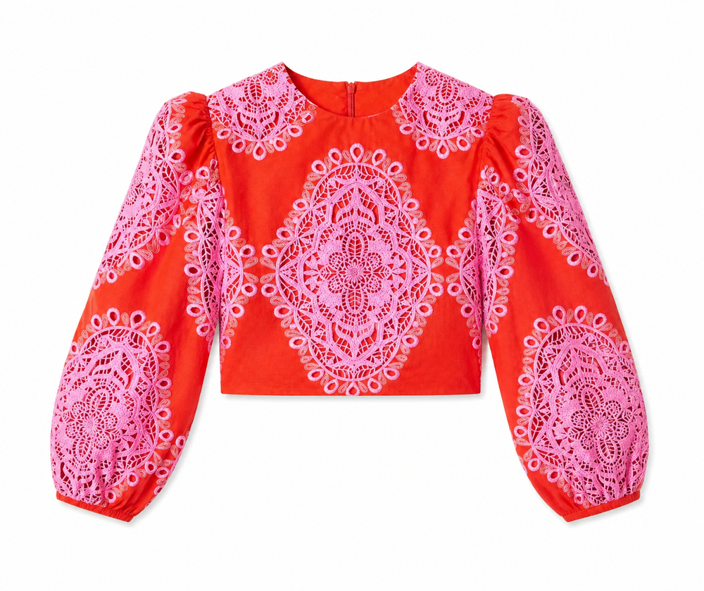 Rhea Top Lace Top in Red
