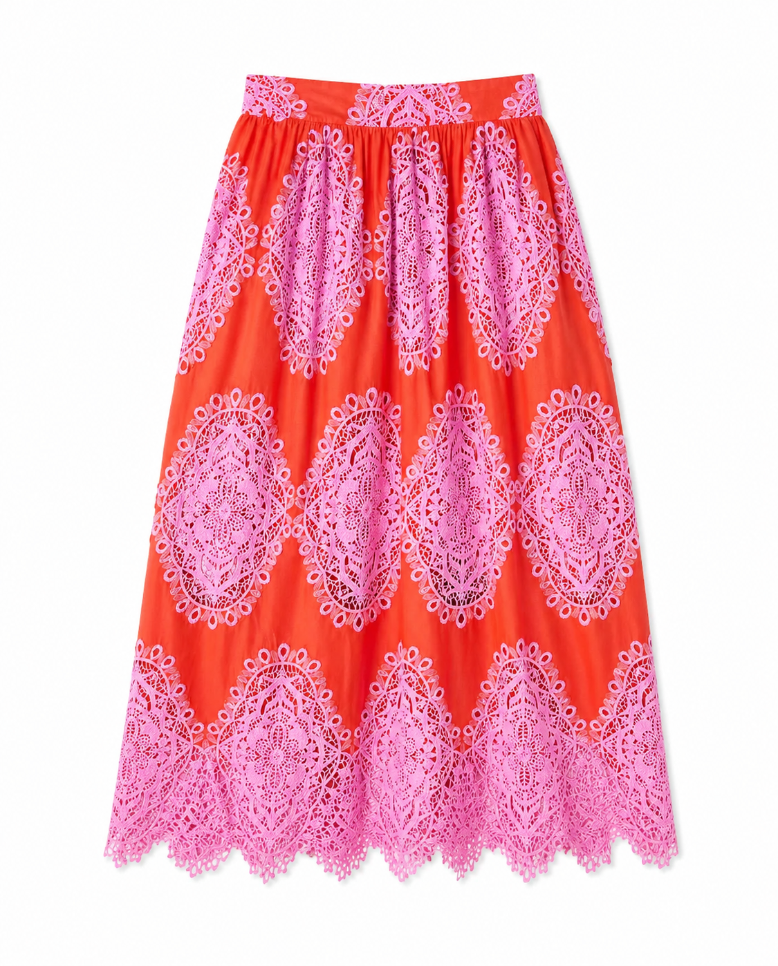 Rhea Lace Skirt in Red
