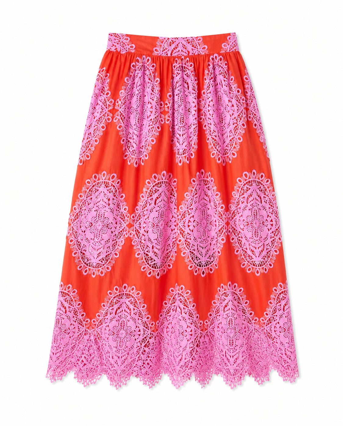 Rhea Lace Skirt in Red