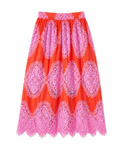 Rhea Lace Skirt in Red