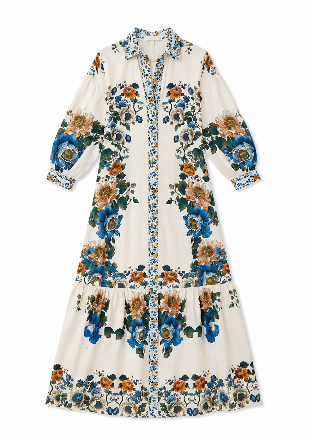 Bianca Linen Maxi Dress in Magical Blossom Cream