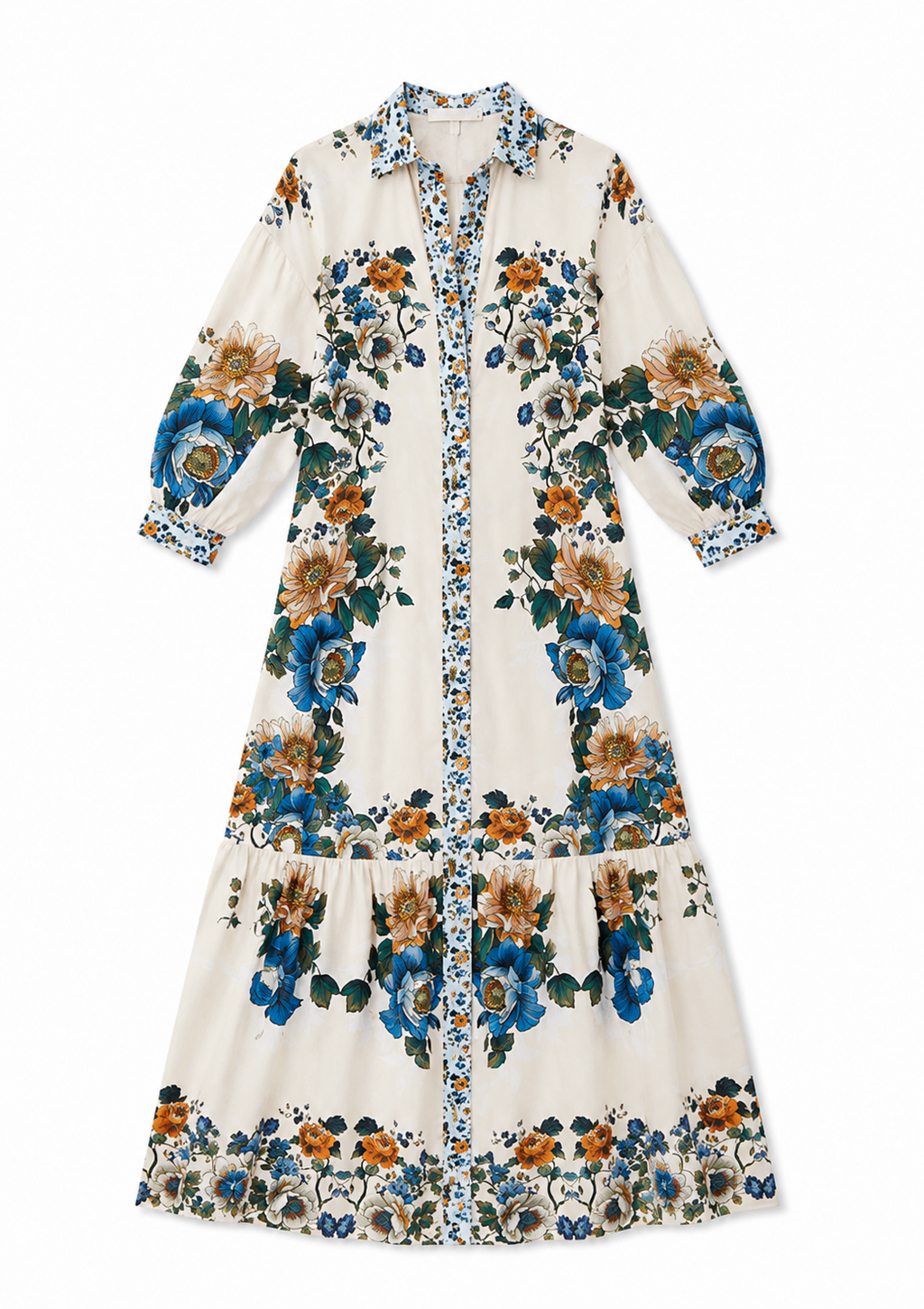 Bianca Linen Maxi Dress in Magical Blossom Cream