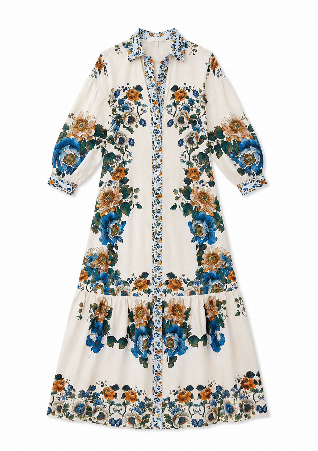 Bianca Linen Maxi Dress in Magical Blossom Cream