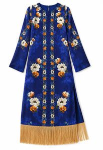 Seraphina Crepe Midi Dress in Magical Blossom Navy