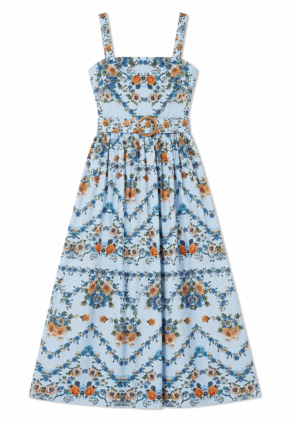 Ninet Cotton Midi Dress in Magical Blossom Blue