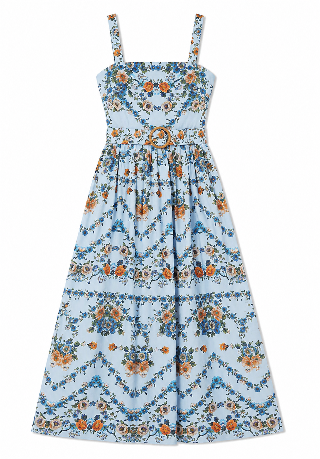 Ninet Cotton Midi Dress in Magical Blossom Blue
