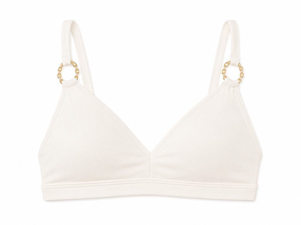 DreamLift Chain Ring Push-Up Bikini Top in Blanc/Gold
