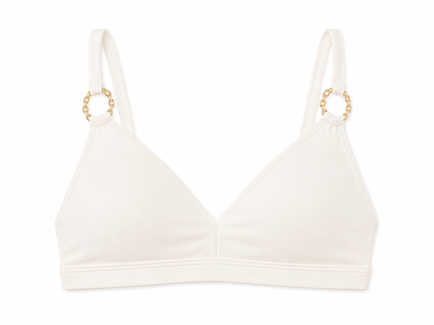 DreamLift Chain Ring Push-Up Bikini Top in Blanc/Gold