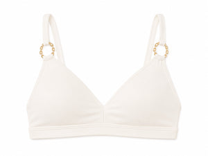 DreamLift Chain Ring Push-Up Bikini Top in Blanc/Gold