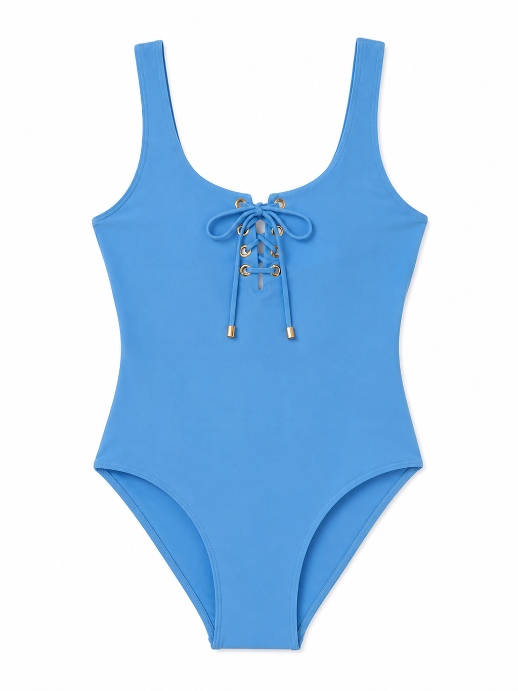 DreamSculpt Lace-Up Square Neck Tank in French Blue