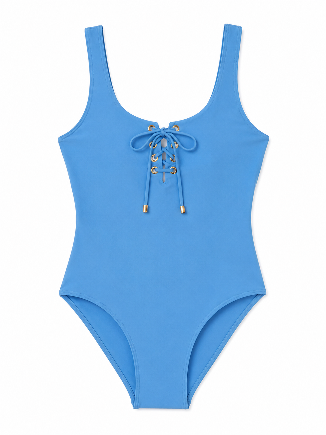 DreamSculpt Lace-Up Square Neck Tank in French Blue