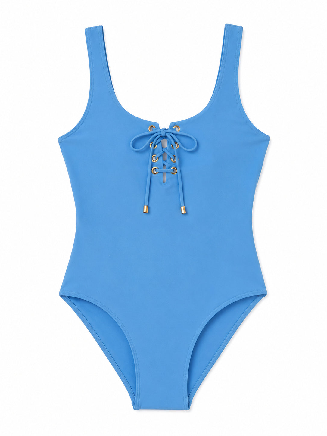 DreamSculpt Lace-Up Square Neck Tank in French Blue