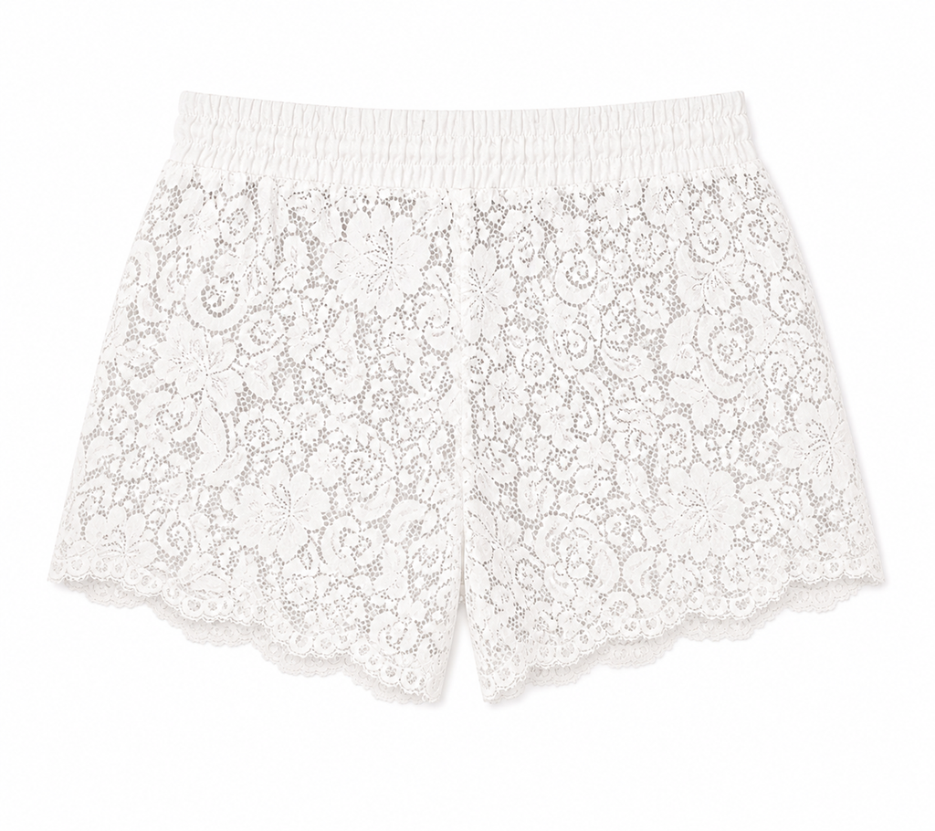 AquaLace Quick-Dry Beach Short in Blanc Floral Lace