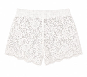 AquaLace Quick-Dry Beach Short in Blanc Floral Lace