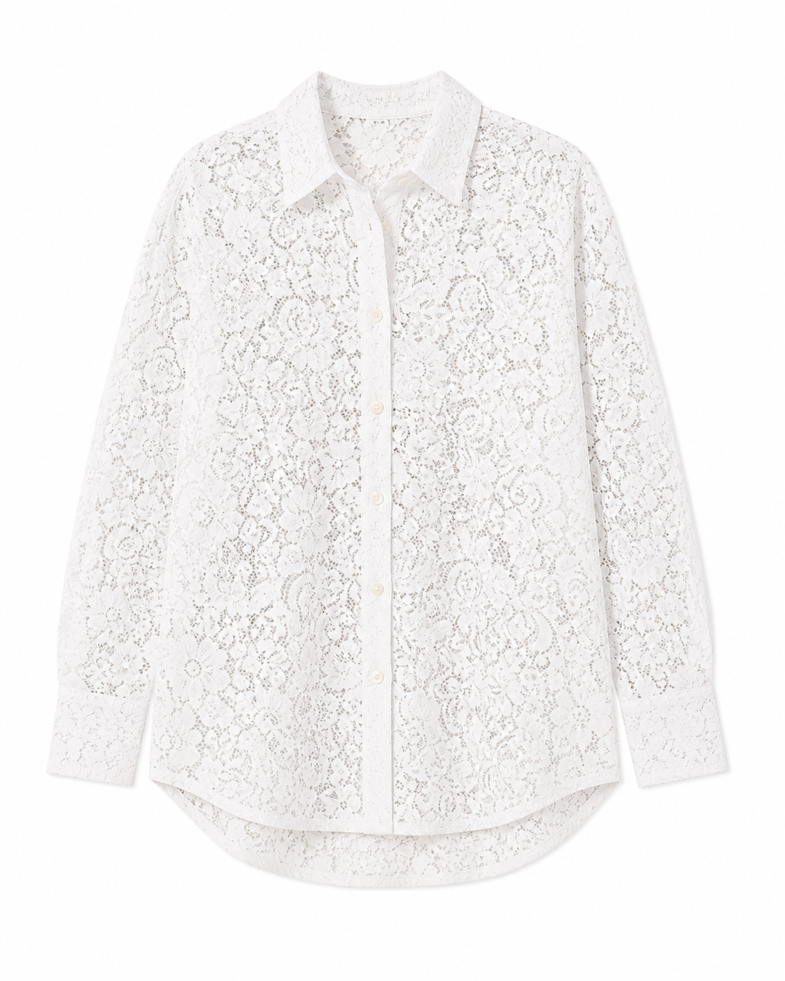 AquaLace Quick-Drying Button Down Beach Shirt in Blanc Floral Lace