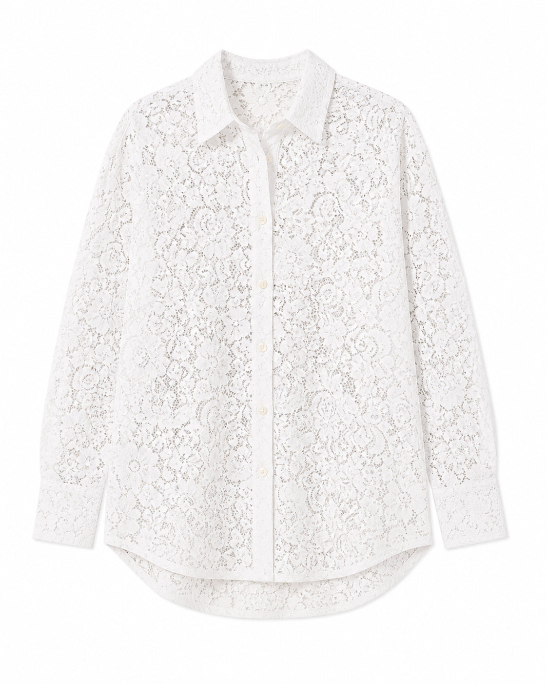 AquaLace Quick-Drying Button Down Beach Shirt in Blanc Floral Lace