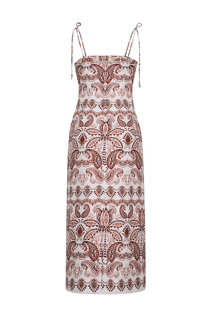 Chelsea Dress in Palm Paisley Ivory