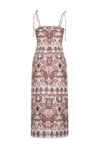 Chelsea Dress in Palm Paisley Ivory