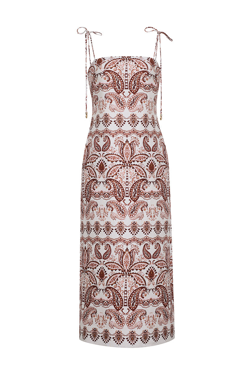 Chelsea Dress in Palm Paisley Ivory