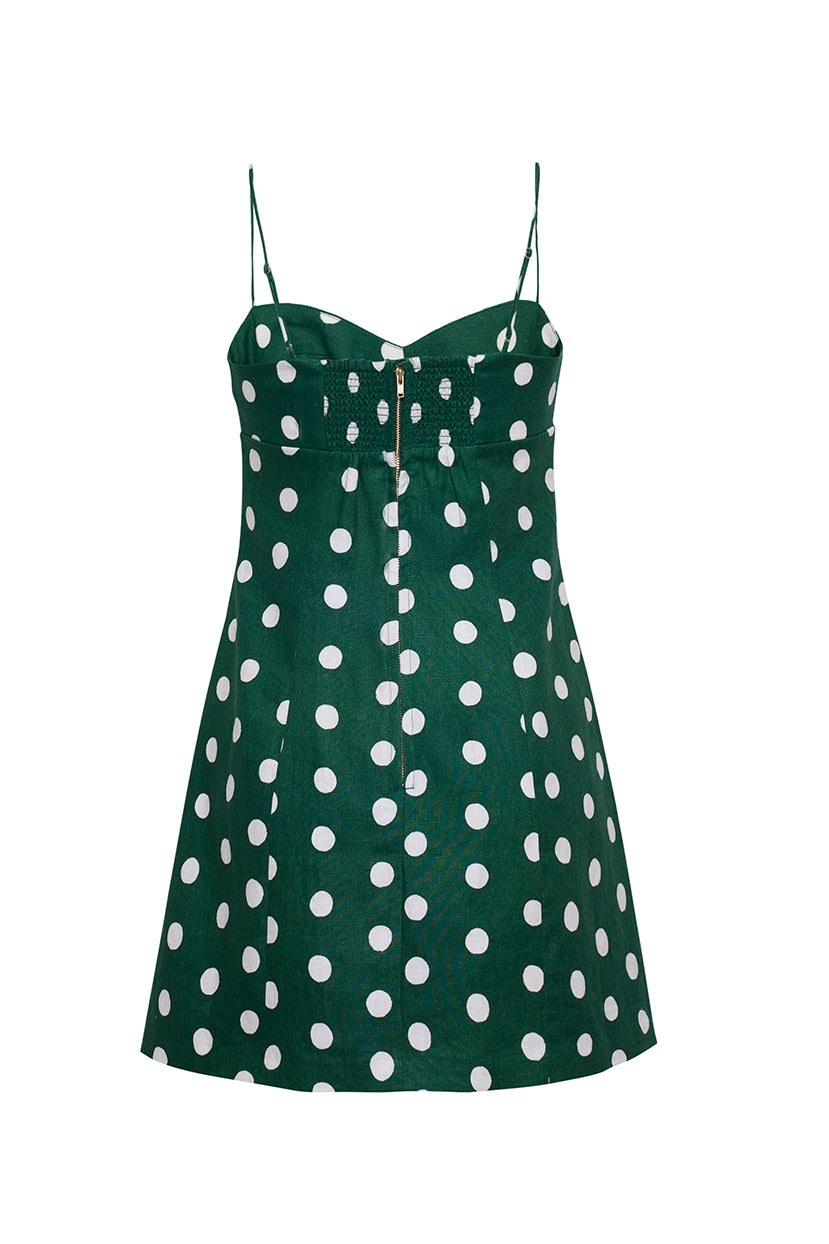 Cara Cara Cherry Mini Dress 12 / Polka Dot Green