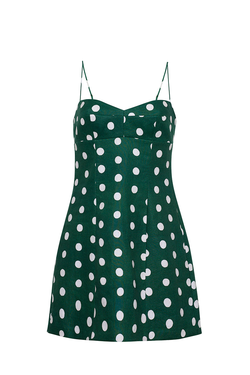 Cara Cara Cherry Mini Dress 12 / Polka Dot Green
