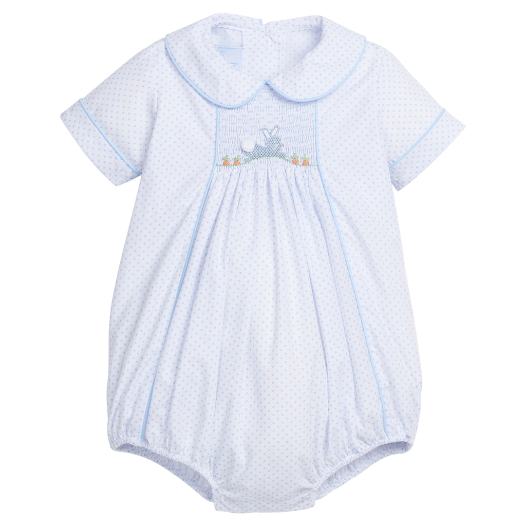 Chest Smocked Bubble Blue Bunny