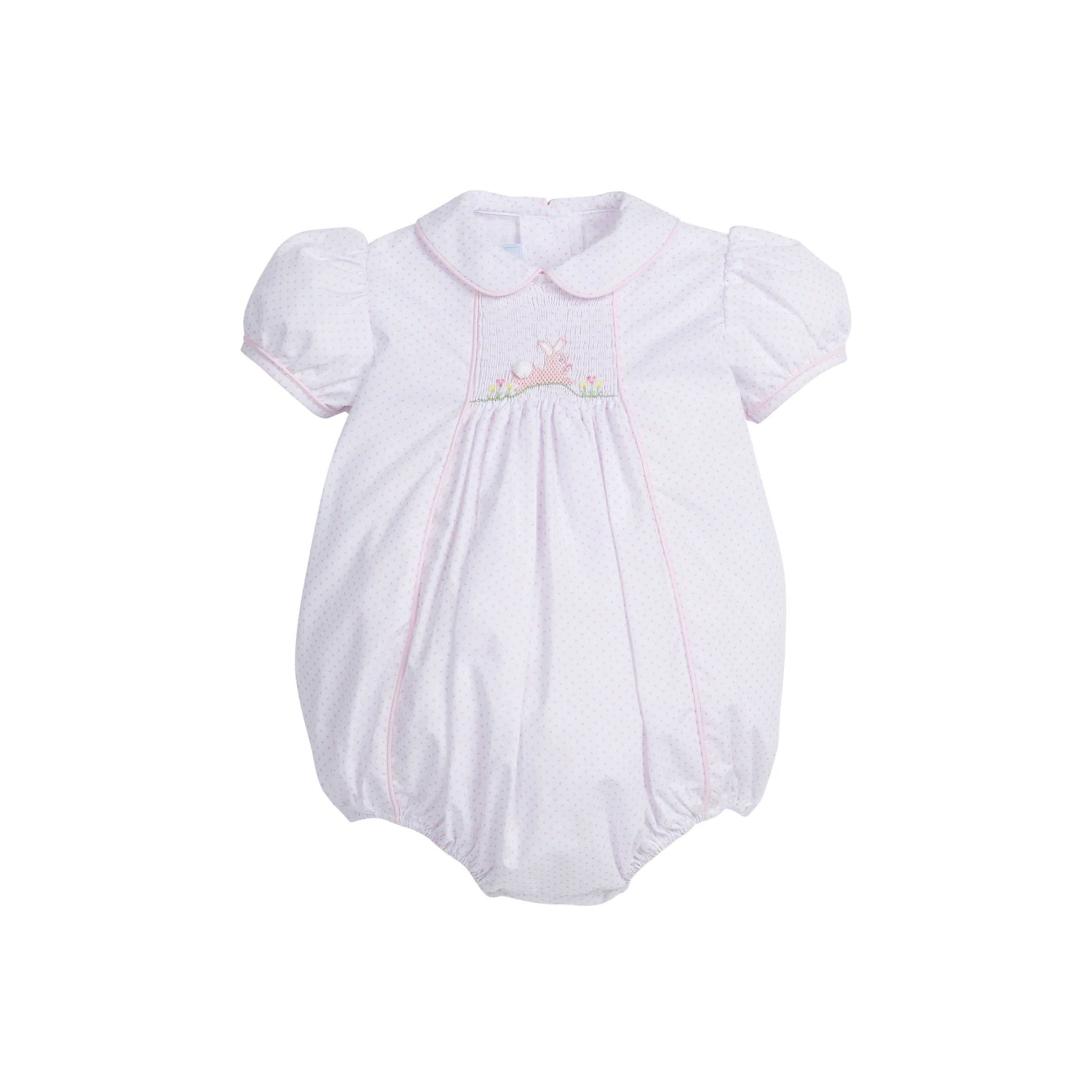 Chest Smocked Bubble Pink Bunny