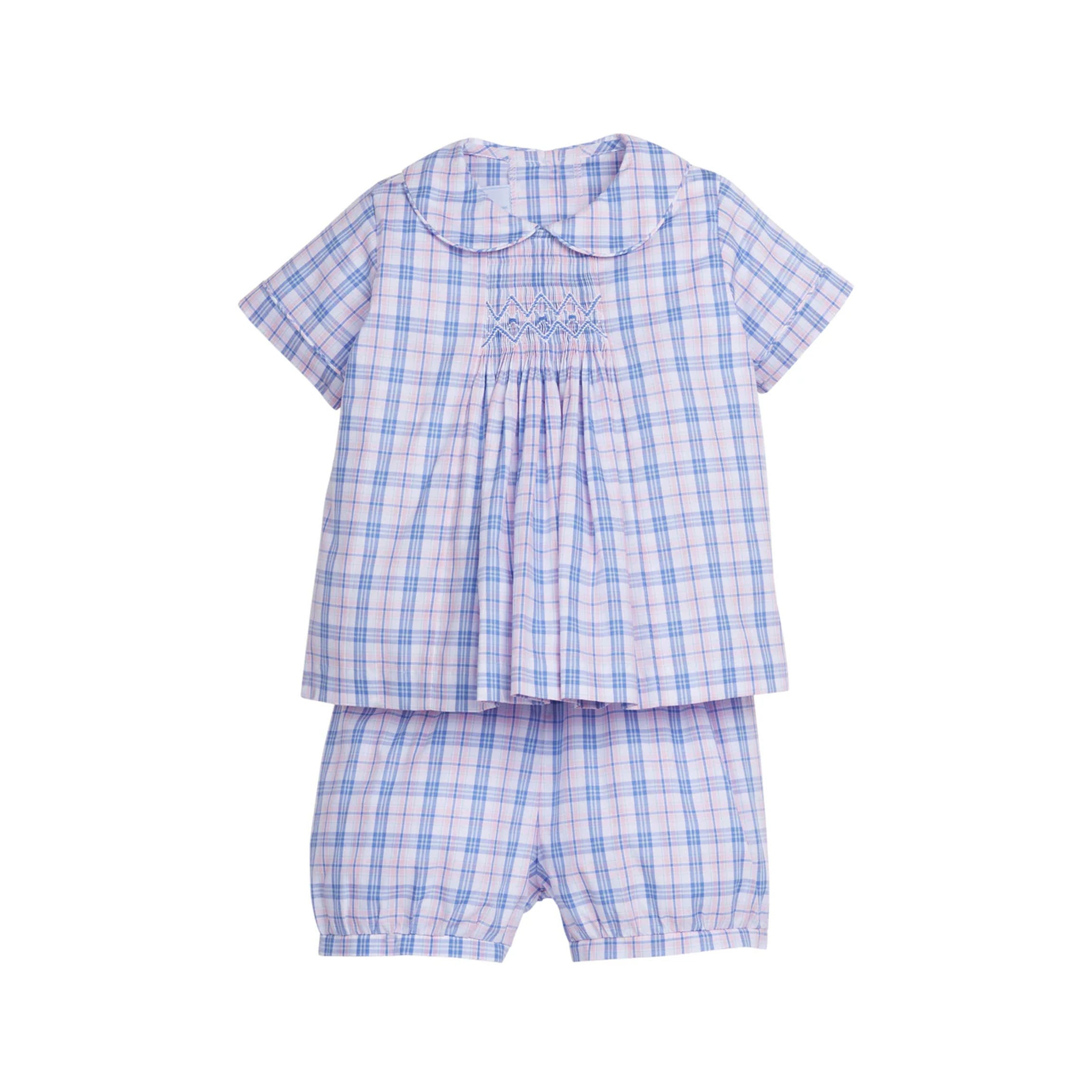 Chest Smocked Short Set Albany Plaid