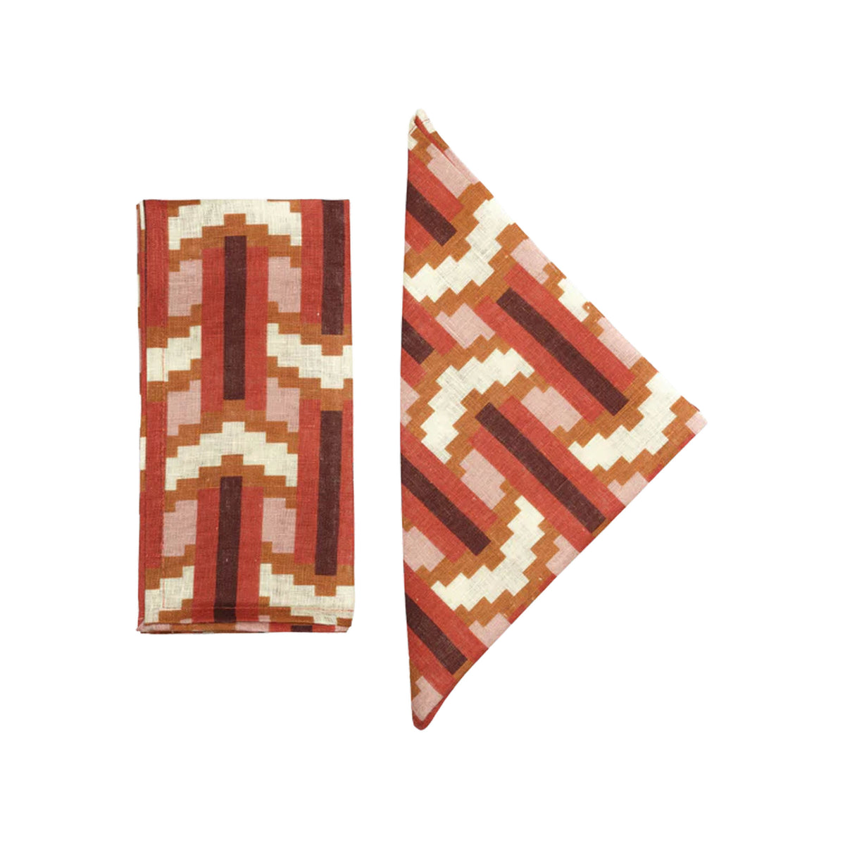 Front view of Chevron Napkins, Set of 4 showcasing bold geometric pattern on 100% linen against a white background
